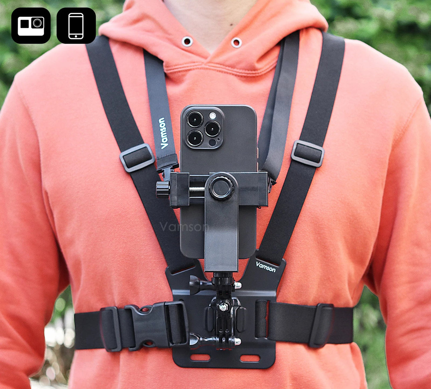 Vamson 360° Rotatable Chest Strap Phone Mount for iPhone & Samsung