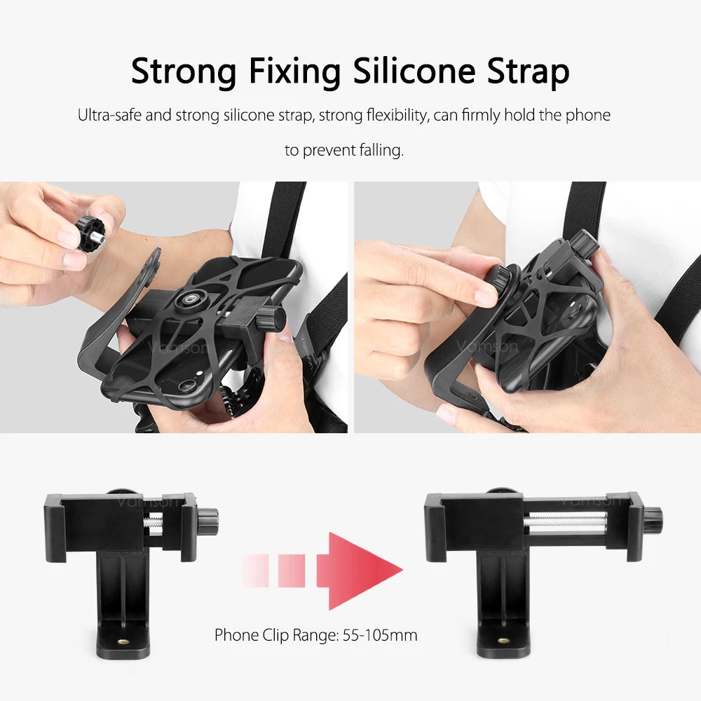 Vamson 360° Rotatable Chest Strap Phone Mount for iPhone & Samsung